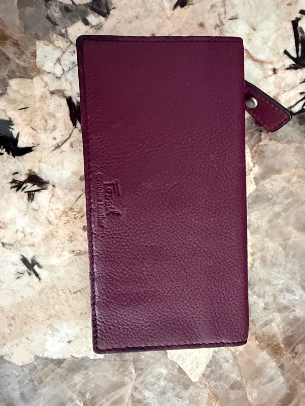 Genuine Leather Fossil Women's Long Wallet - Burgundy